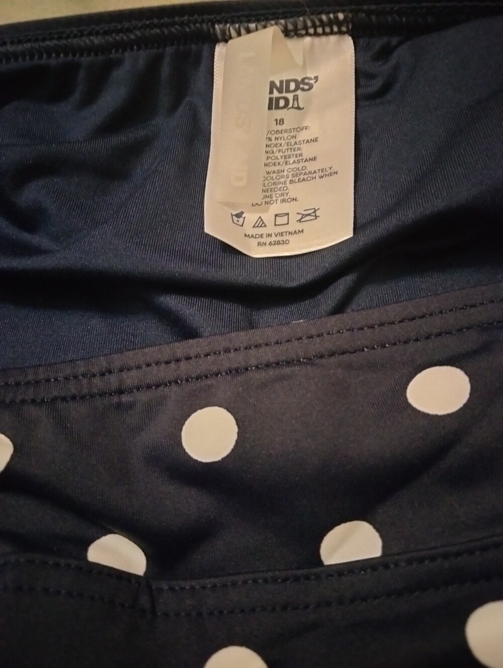size 18 Women's High Waisted Bikini Tankini Bottoms deep sea navy polka dot - Picture 8 of 12